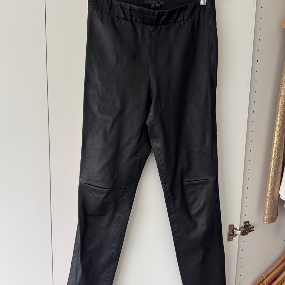 Theory Black Leather Pants